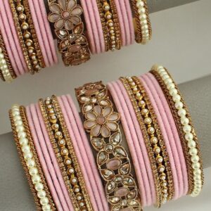 RATNAVALI JEWELS Gold Plated Traditional Round Red Green American Diamond CZ Floral Bangles Set for Women/Girls