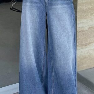 Nifty Women's Denim Stretchable High Waist Light Wash Baggy Jeans || Back Pocket Bow tie Detail